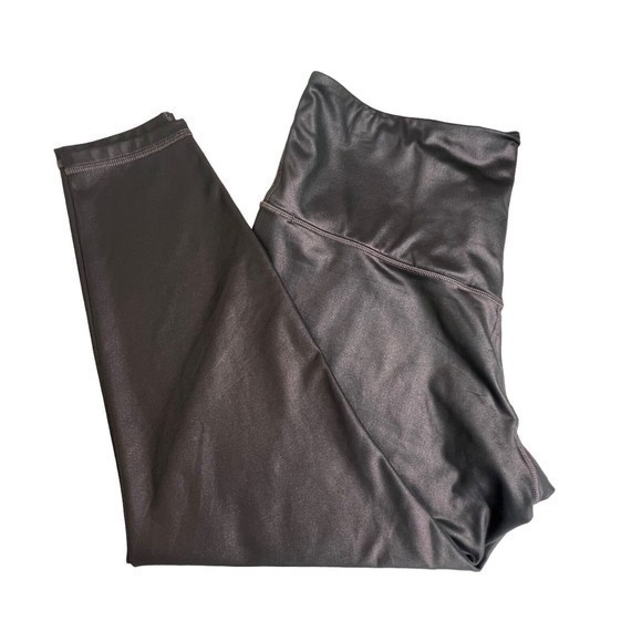 Athleta Womens Elation‎ Ultra High Rise Shimmer Leggings Powervita Burgandy 1X - Picture 2 of 9